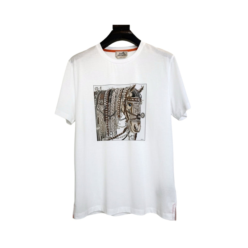 Hermès White Crewneck Graphic Print T-Shirt