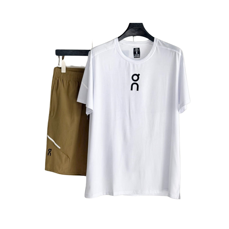 On Cloud Pantaloncini Da Corsa E T-Shirt Bianca
