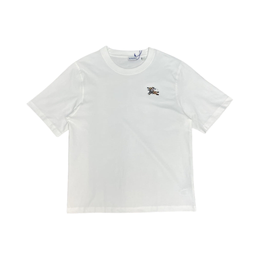 Burberry Embroidered Logo Cotton T-Shirt — White