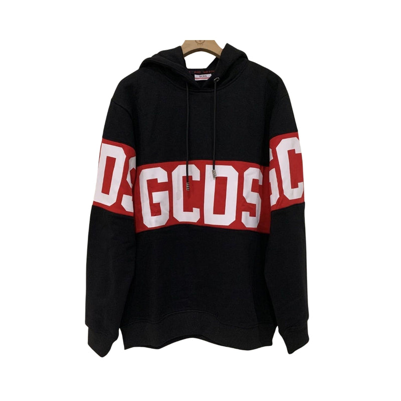 GCDS Felpa Con Cappuccio Nera Con Logo Band