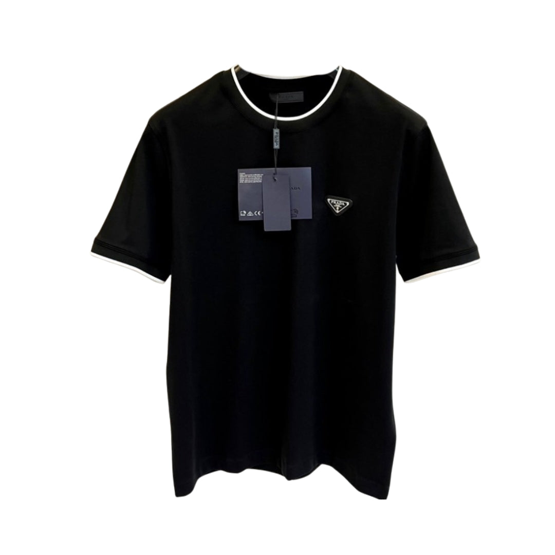 Prada Contrast Trim Short Sleeve Crewneck T-Shirt