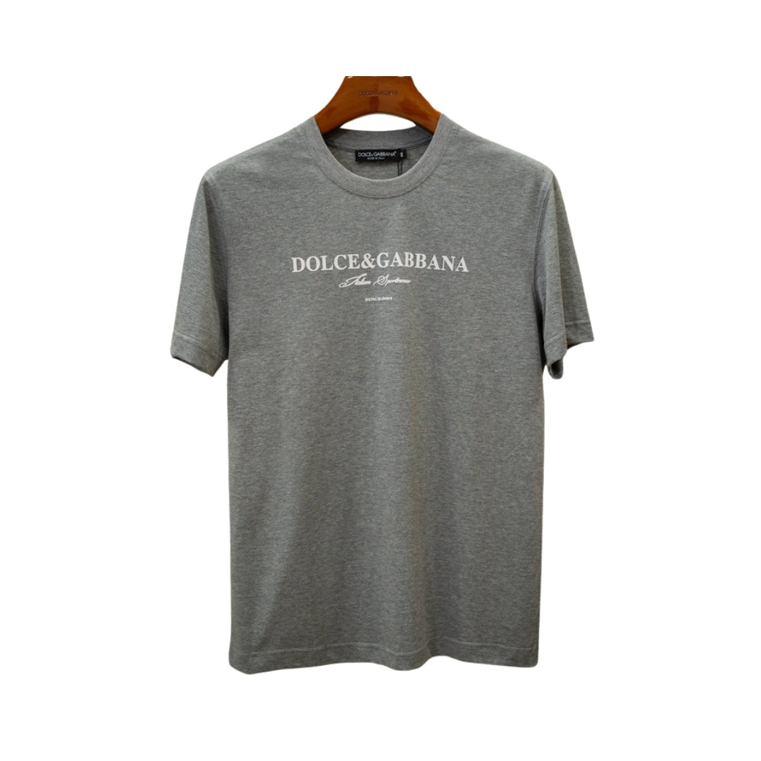 Dolce & Gabbana Grey Front Logo Print T-Shirt