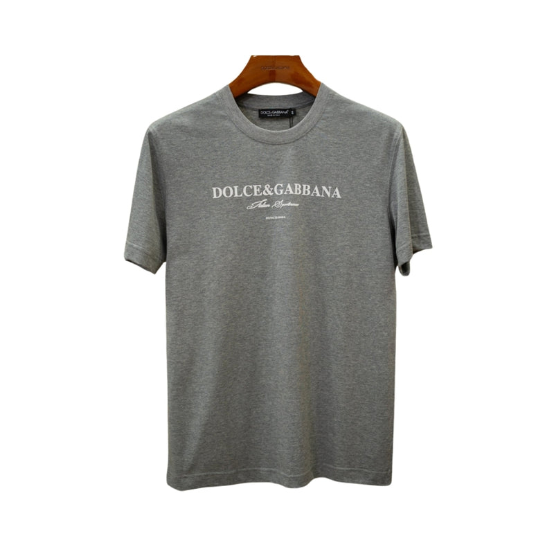 Dolce & Gabbana Grey Front Logo Print T-Shirt