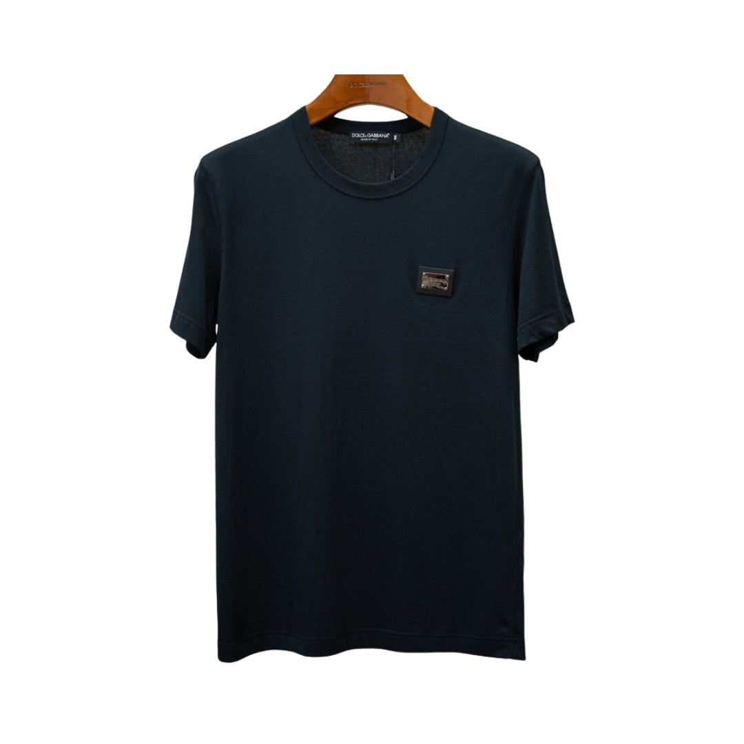 Dolce & Gabbana Black Cotton Tonal Logo T-Shirt