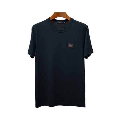 Dolce & Gabbana Black Cotton Tonal Logo T-Shirt