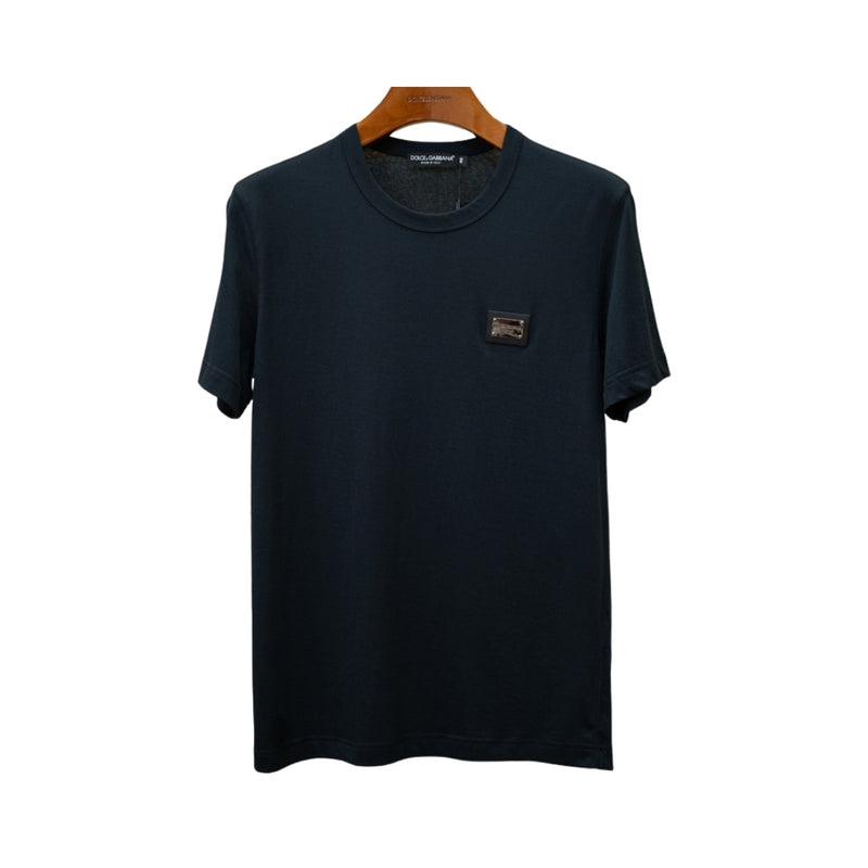 Dolce & Gabbana Black Cotton Tonal Logo T-Shirt