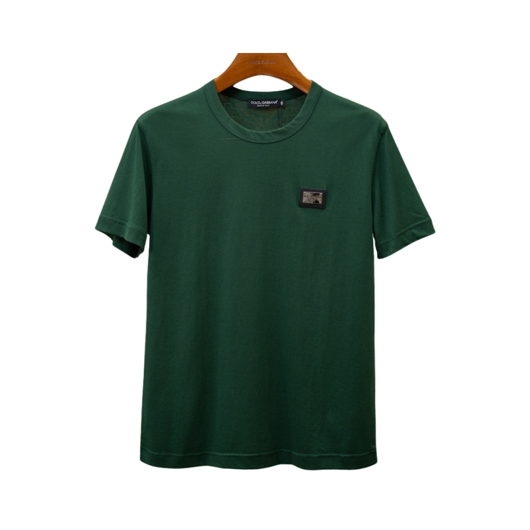 Dolce & Gabbana Green Cotton Tonal Logo T-Shirt