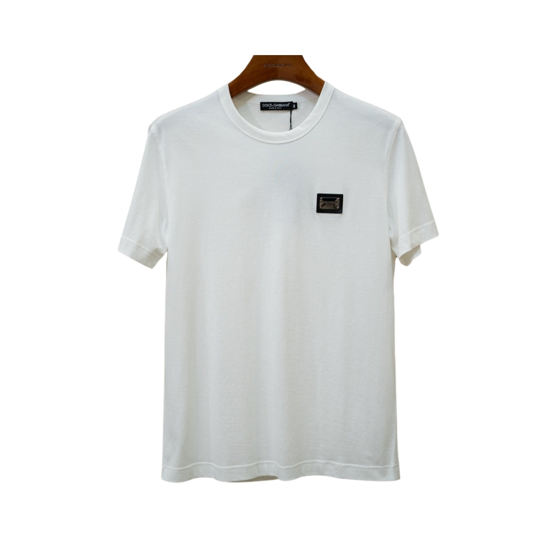 Dolce & Gabbana White Cotton Tonal Logo T-Shirt