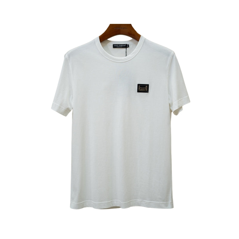 Dolce & Gabbana White Cotton Tonal Logo T-Shirt