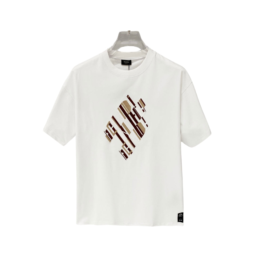 Fendi White Embellished Logo T-Shirt