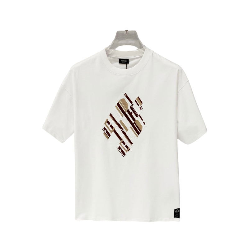 Fendi White Embellished Logo T-Shirt