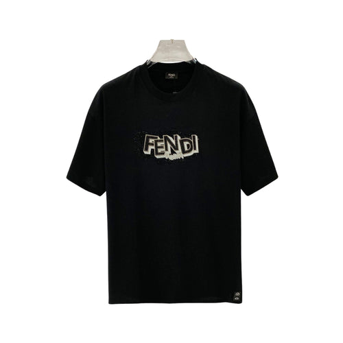 Fendi Black Flocked Logo T-Shirt