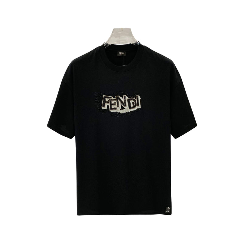 Fendi Black Flocked Logo T-Shirt
