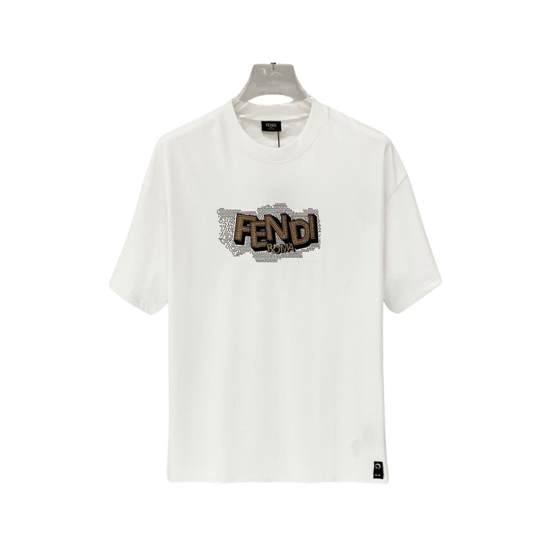 Fendi White Flocked Logo T-Shirt