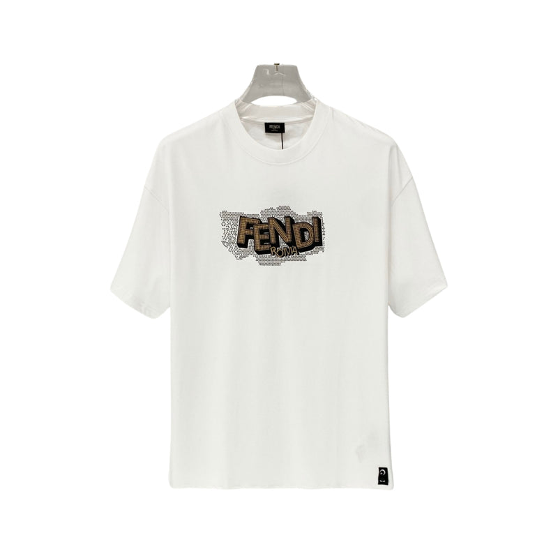 Fendi White Flocked Logo T-Shirt