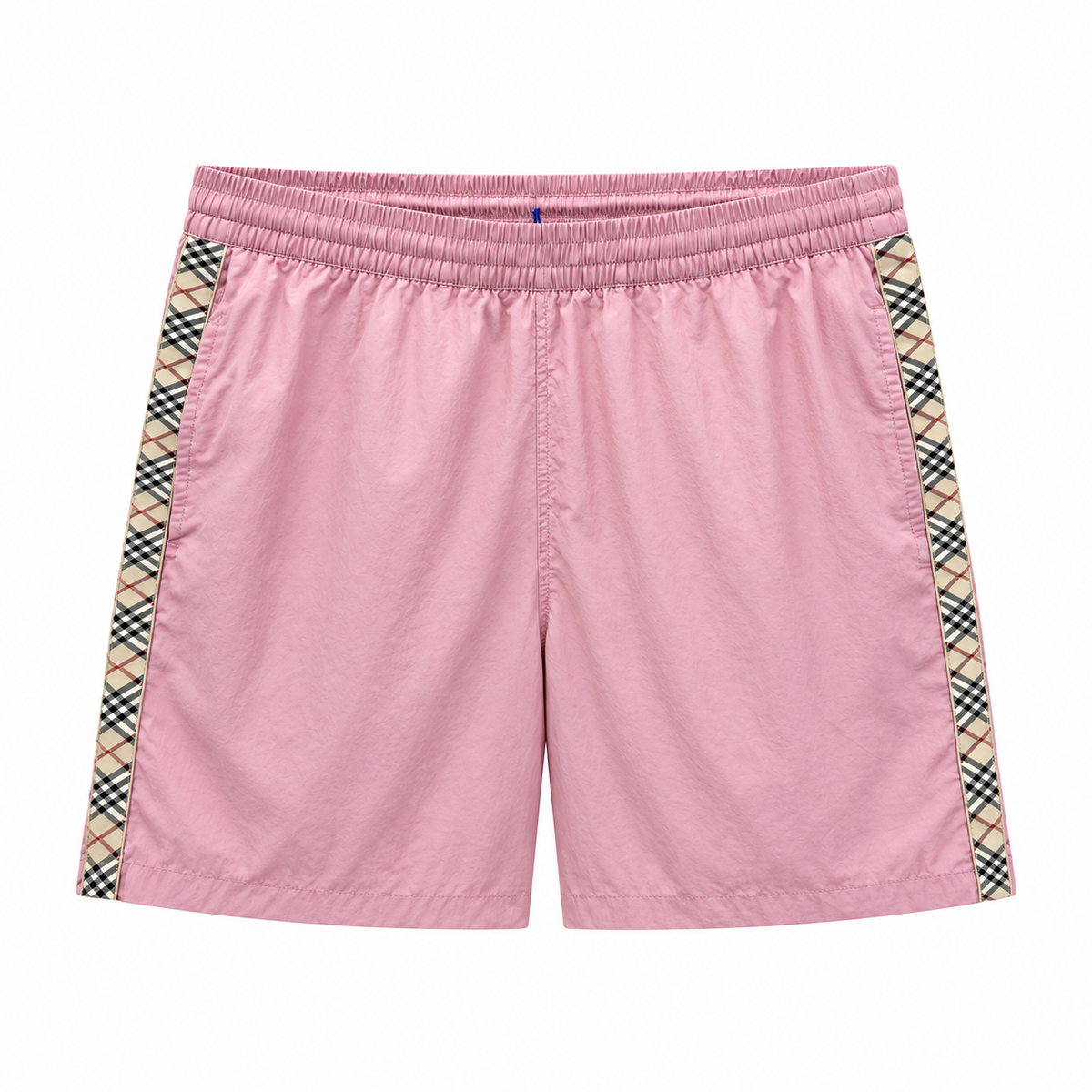 Burberry Pantaloncini Da Bagno Con Bordo A Quadri Rosa Malva