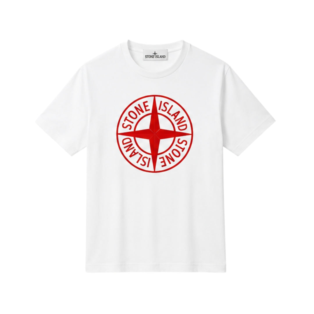 Stone Island White Compass Logo T-Shirt
