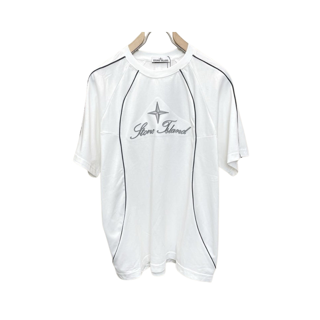 Stone Island White Embroidered Logo T-Shirt
