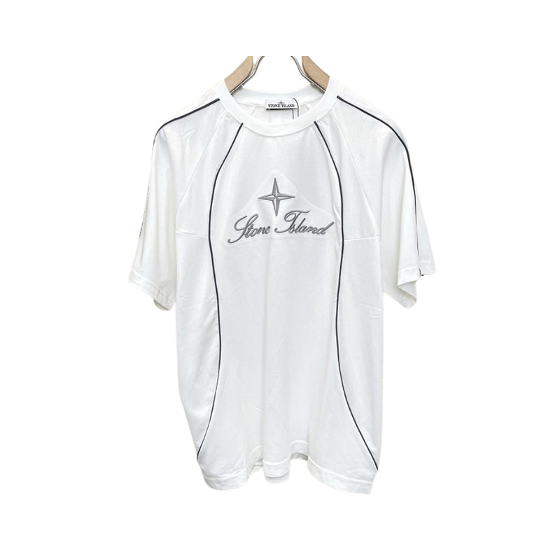 Stone Island White Embroidered Logo T-Shirt