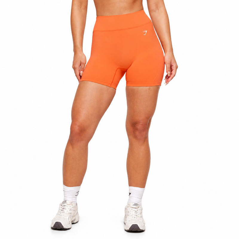 High-Waisted Training Shorts – Peach — Product photo