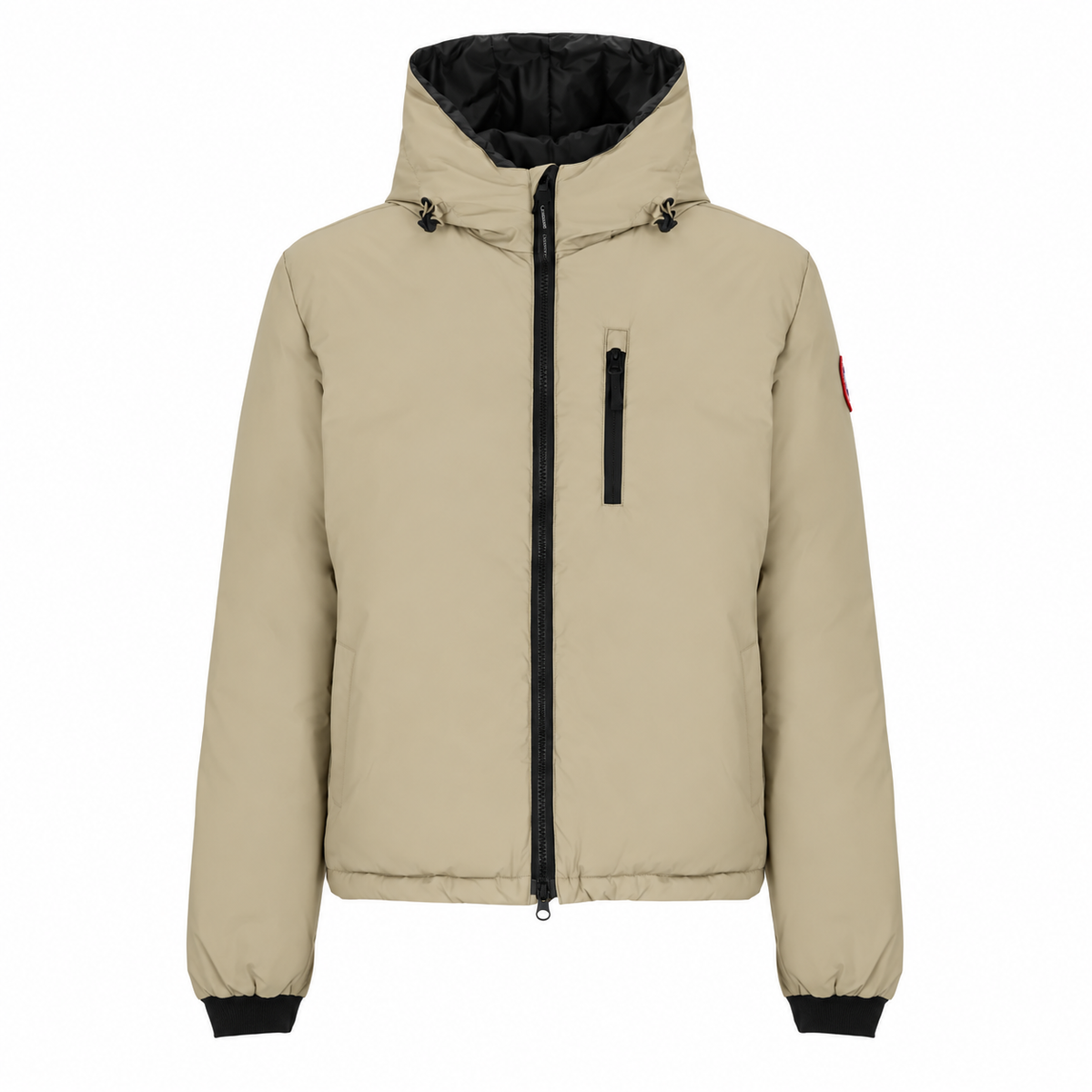 Canada Goose Chest-Zip Hooded Jacket - Classic Badge - Beige - Front