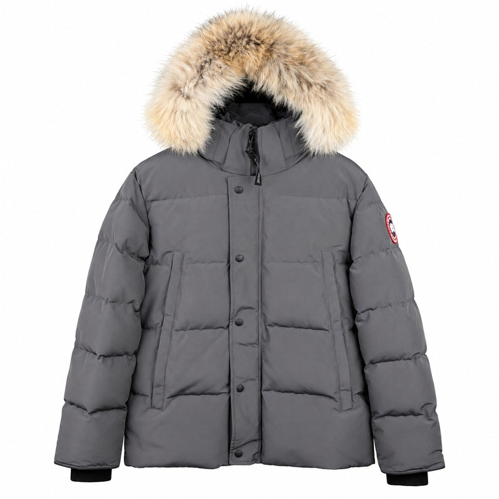 Canada Goose Fur-Trim Hooded Puffer - Gray - Front