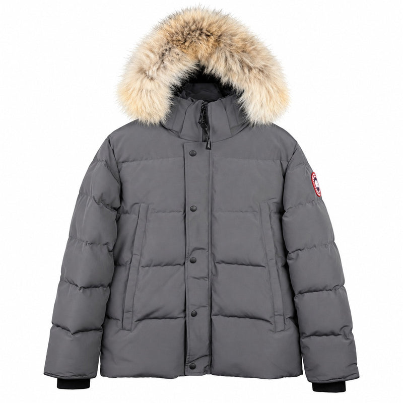 Canada Goose Fur-Trim Hooded Puffer - Gray - Front