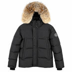 Canada Goose Fur-Trim Hooded Puffer - Black - Black Badge - Front
