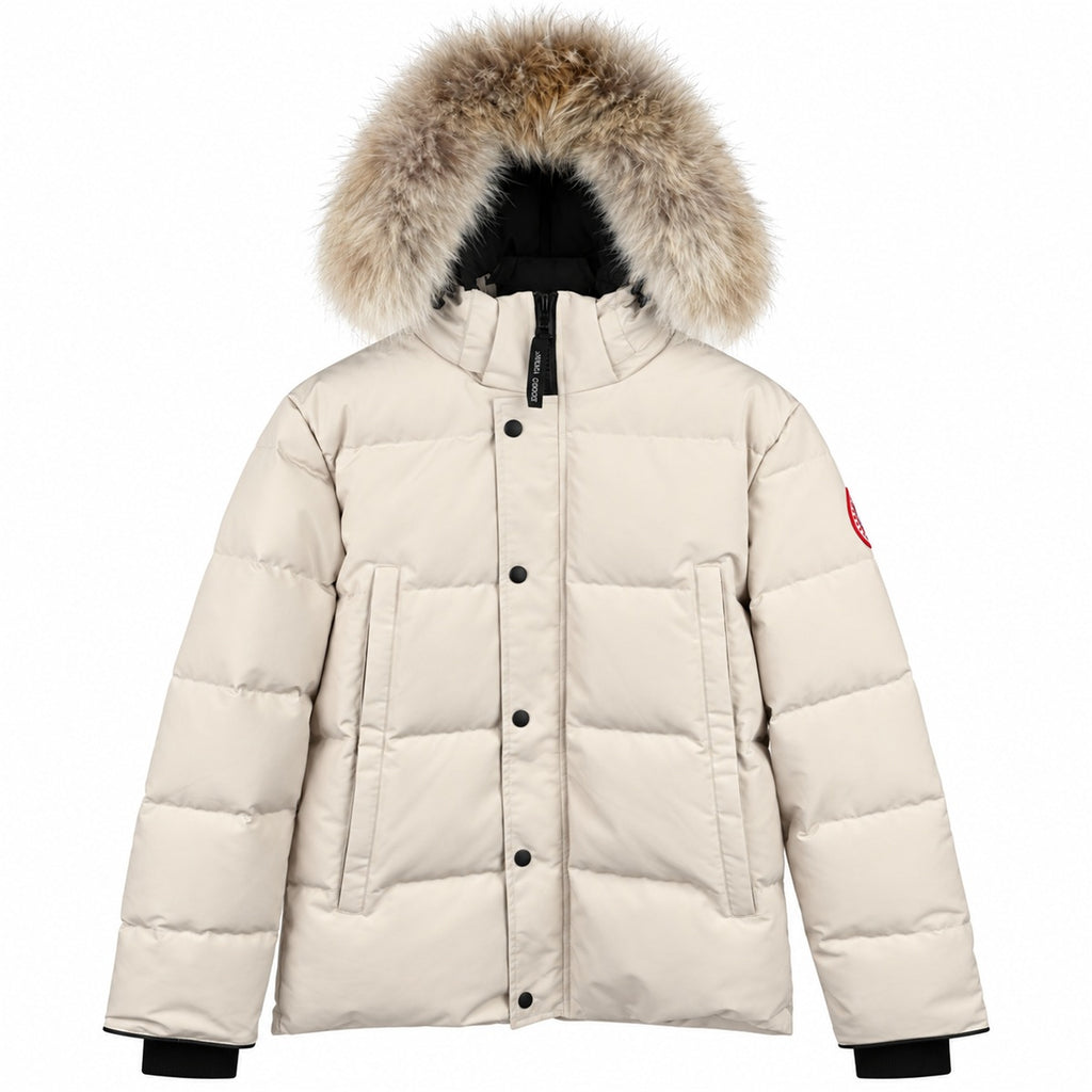 Canada Goose Fur-Trim Hooded Puffer - Cream - Front