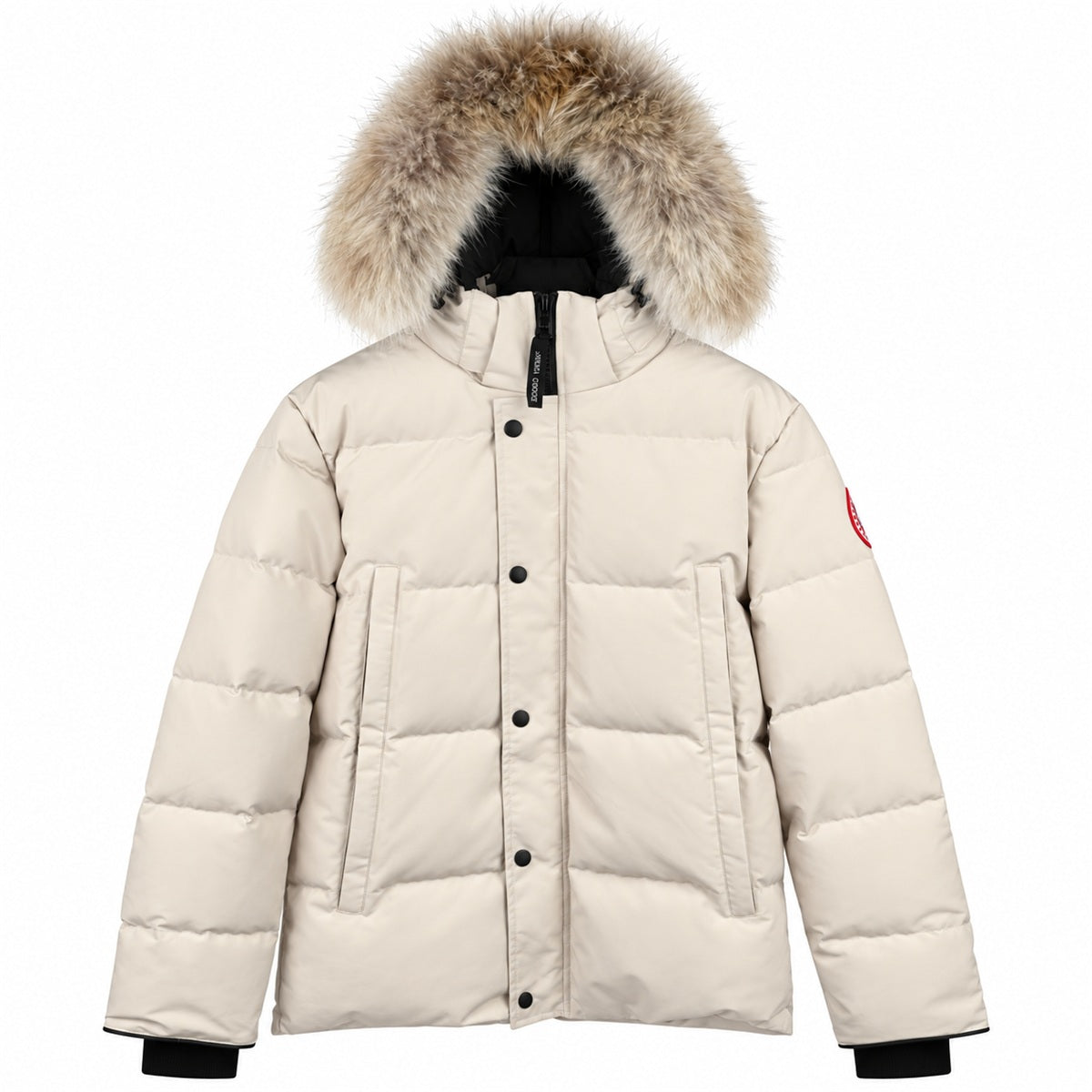 Canada Goose Fur-Trim Hooded Puffer - Cream - Front