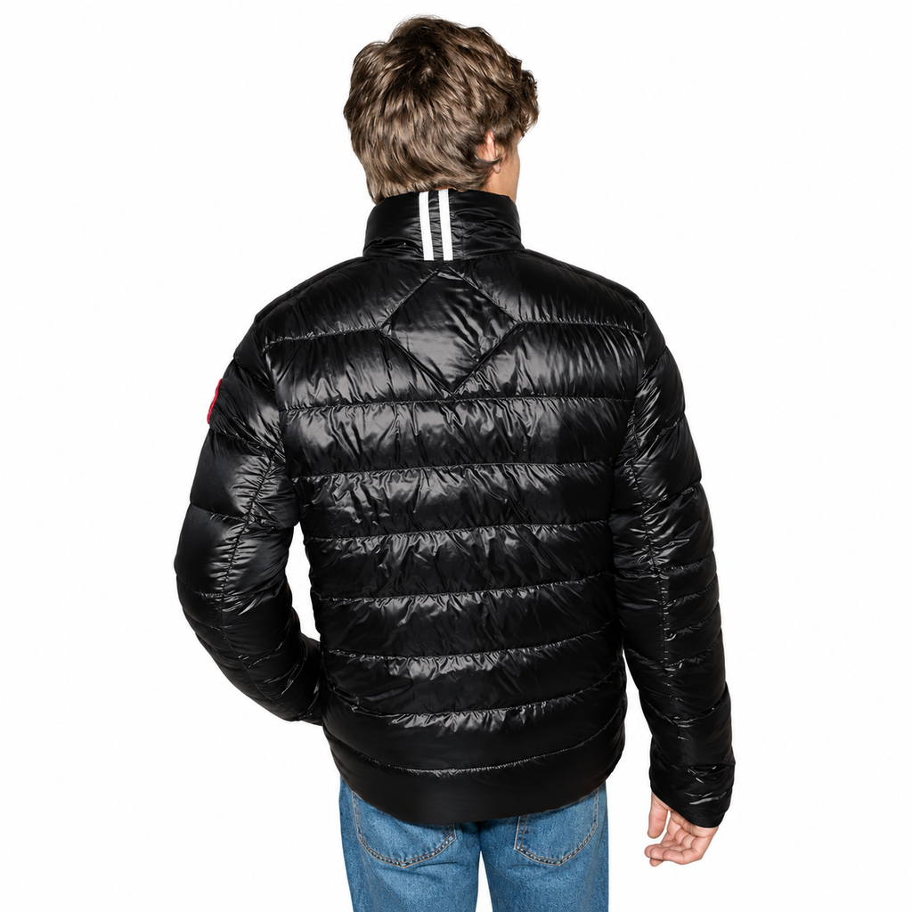 Canada Goose Glossy Stand-Collar Puffer - Black - Back on Model