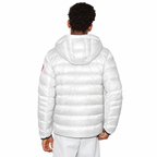 Canada Goose Glossy Hooded Puffer - White - Back on Model