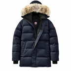 Canada Goose Long Fur-Trim Parka - Navy Blue - Front