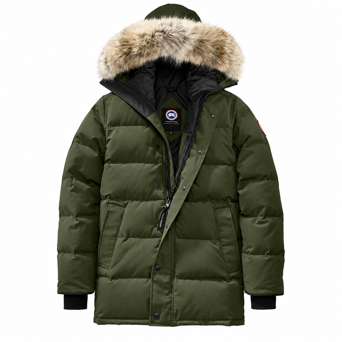Canada Goose Long Fur-Trim Parka - Olive Green - Front