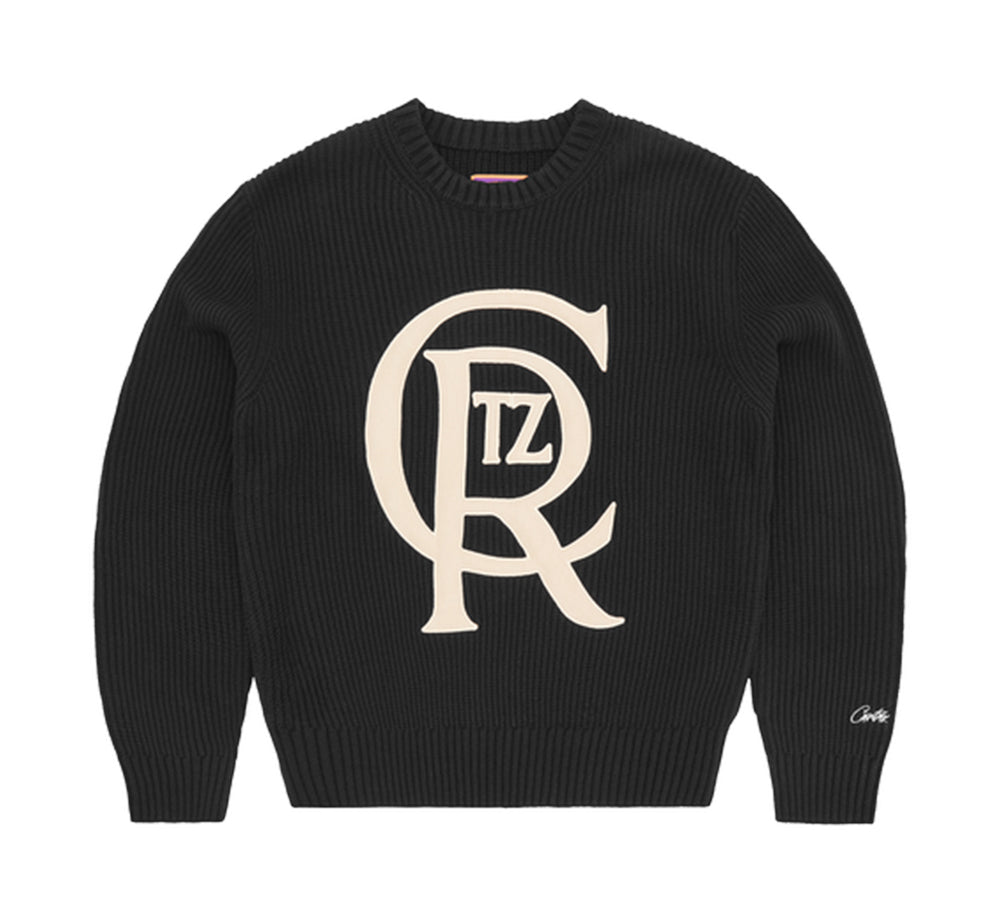 Corteiz Crest Knit Sweater – Black