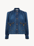Chloé Faded Indigo High-Neck Denim Jacket