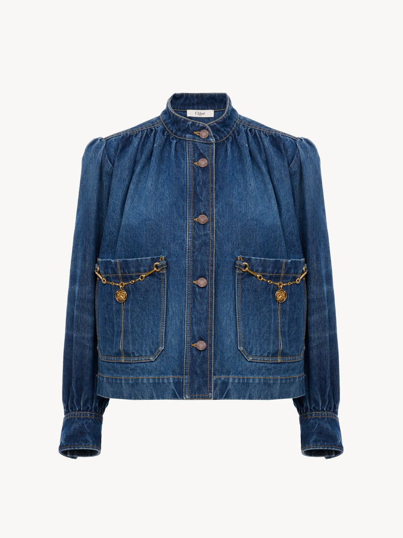 Chloé Faded Indigo High-Neck Denim Jacket
