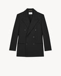 Saint Laurent Black Double-Breasted Wool Jacket