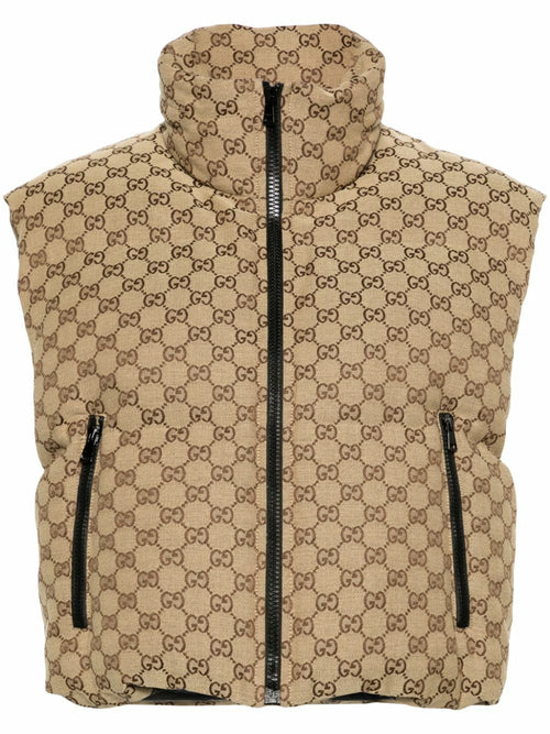 Gucci Beige GG Canvas Padded Gilet
