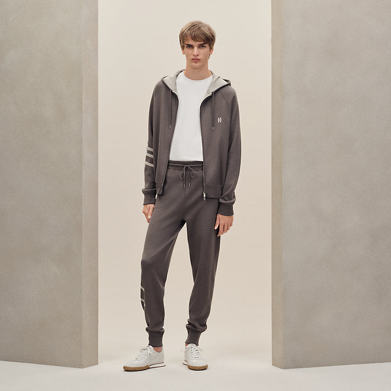 Hermès Gray Reversible Hooded Jacket and Joggers