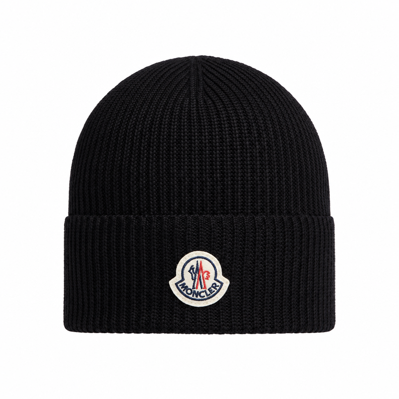 Black Logo Cotton Beanie