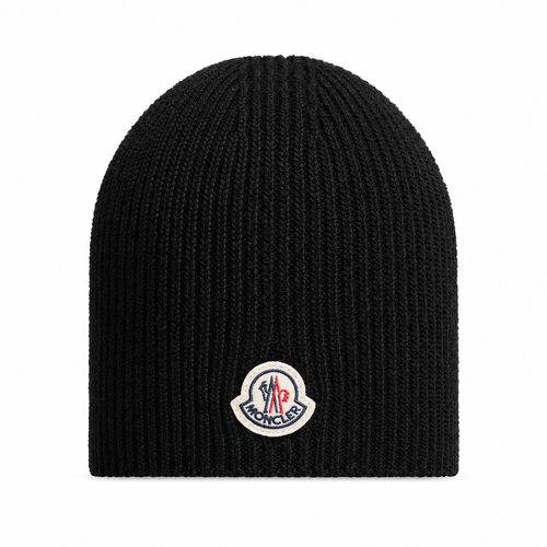 Black Logo Wool Beanie