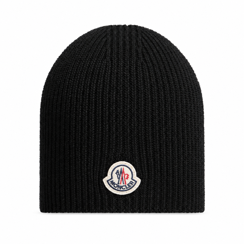 Black Logo Wool Beanie