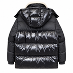 Black Moncler jacket with ivory collar – back