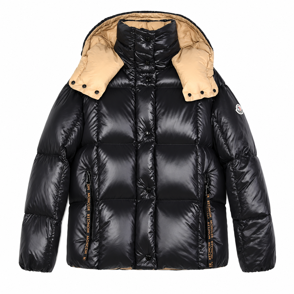 Moncler contrast hood puffer – blackfront