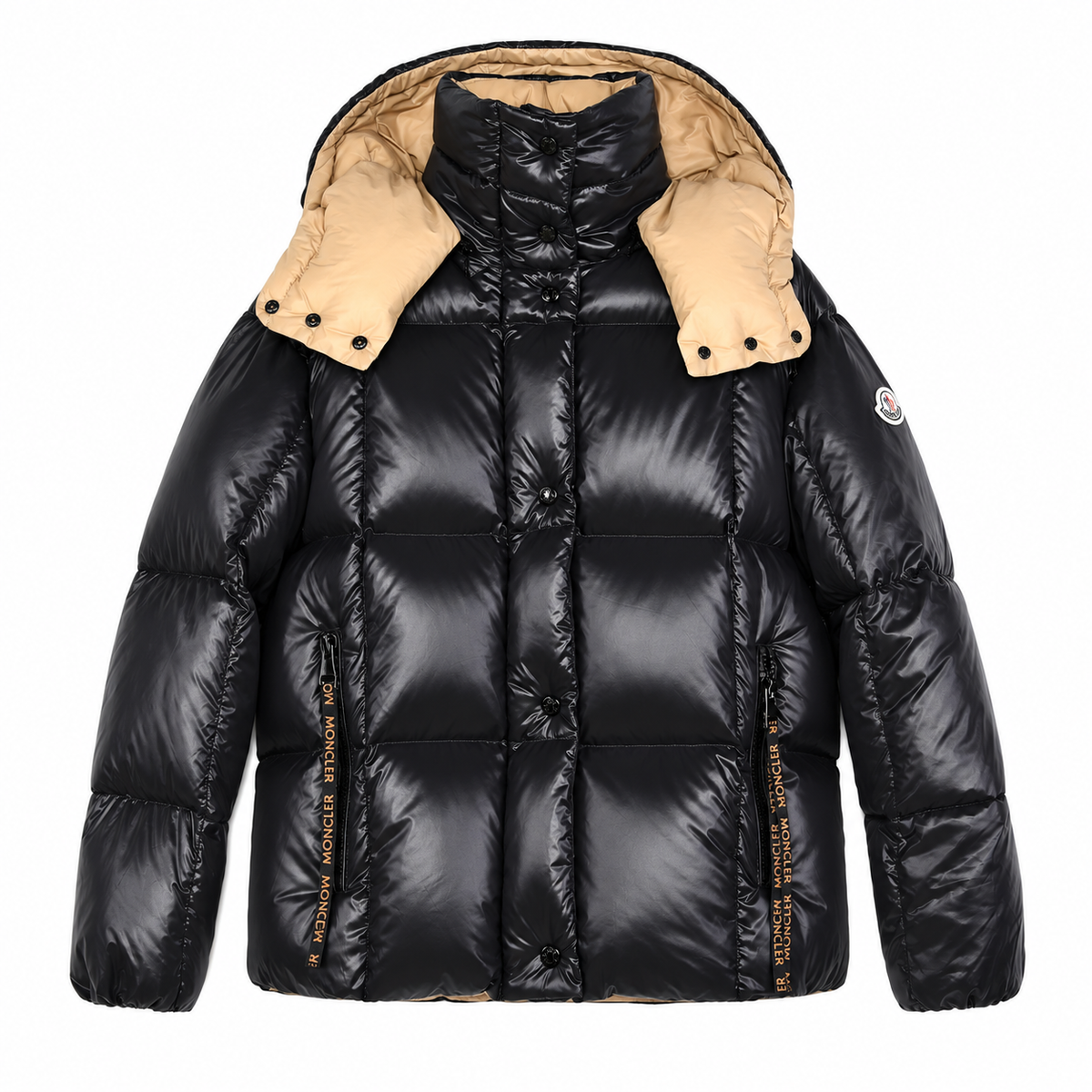 Moncler contrast hood puffer – blackfront