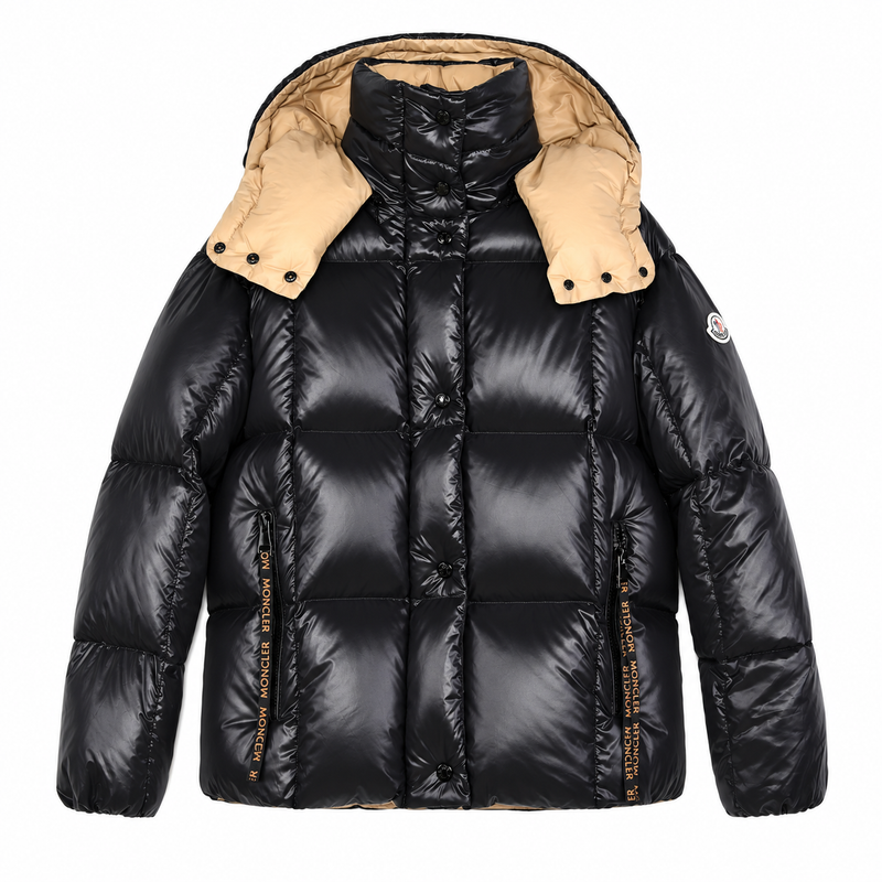 Moncler contrast hood puffer – blackfront