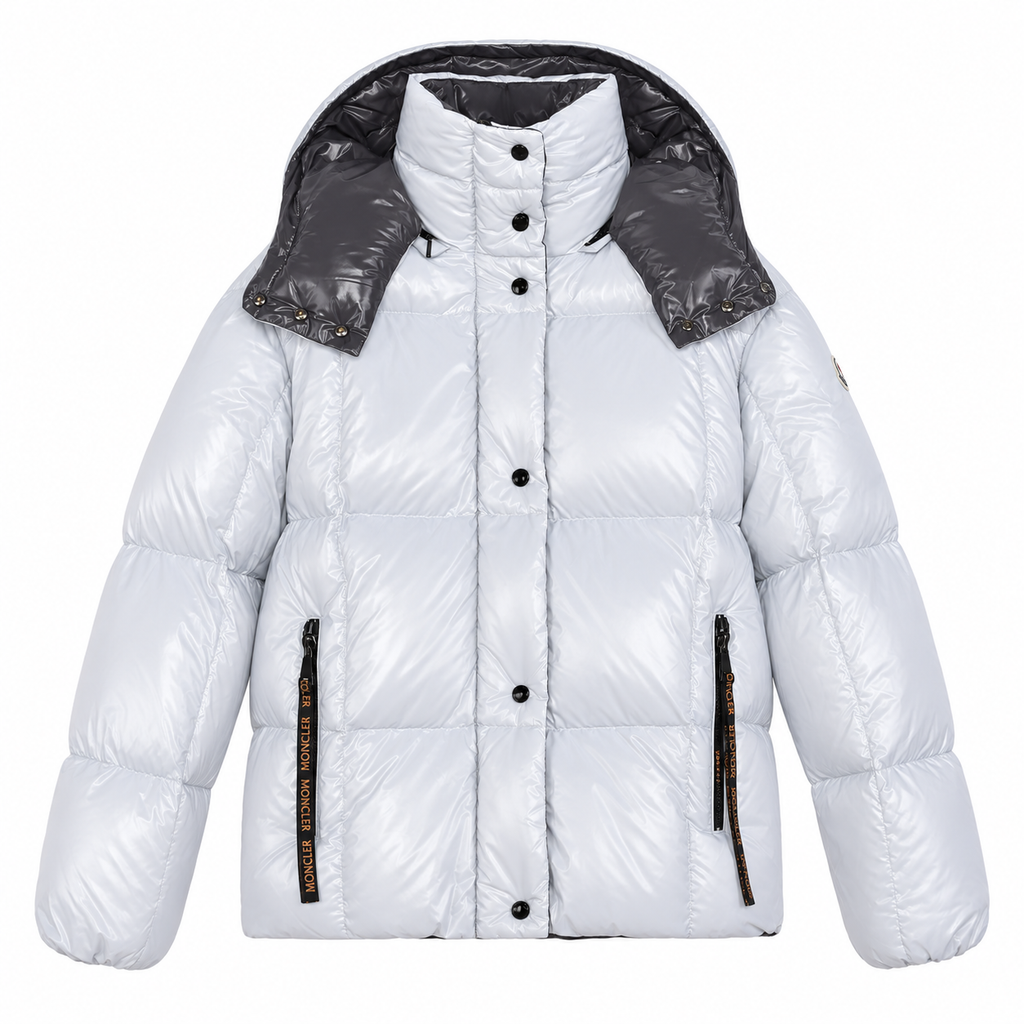 Moncler contrast hood puffer – whitefront