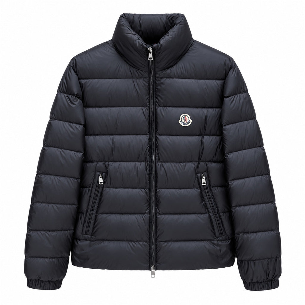 Stand-Collar Quilted Puffer - Black - Front