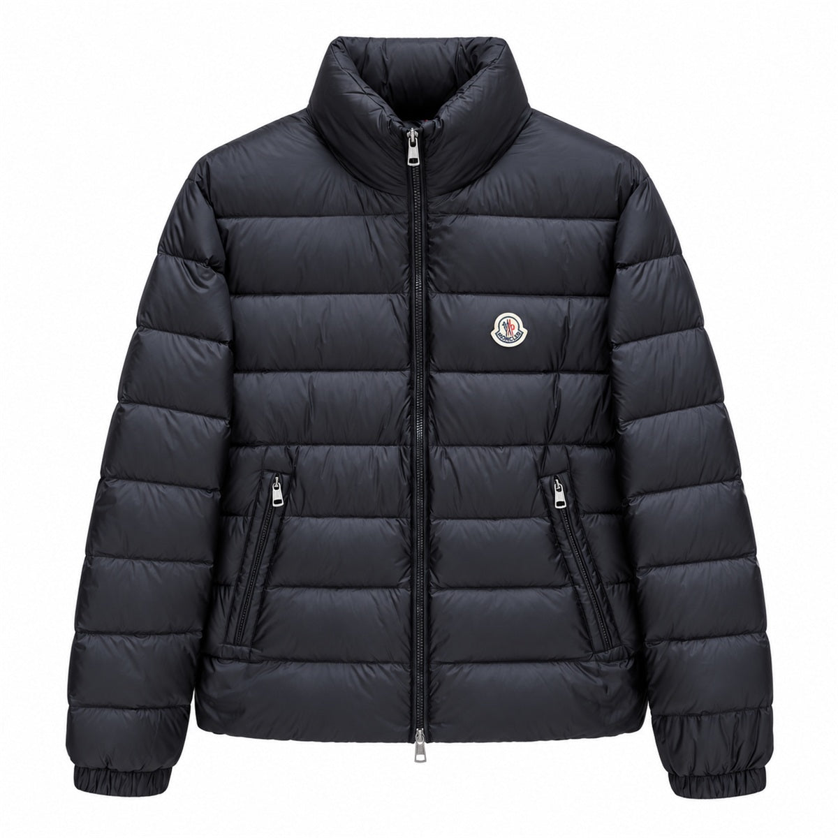 Stand-Collar Quilted Puffer - Black - Front